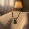 Gold Plated Green Stone Pendent Necklace