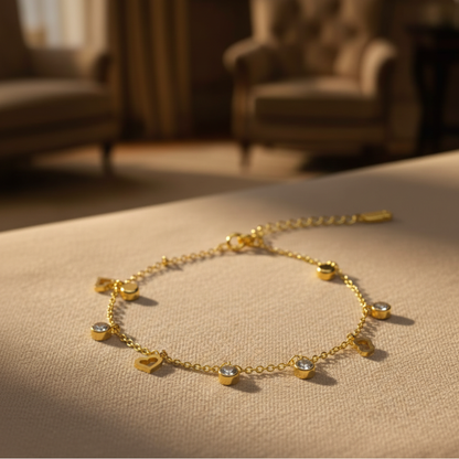 Gold Plated Love AD Pattern Anklets