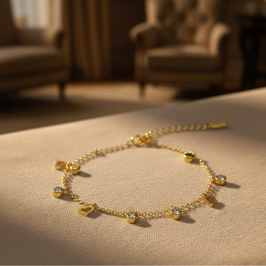 Gold Plated Love AD Pattern Anklets