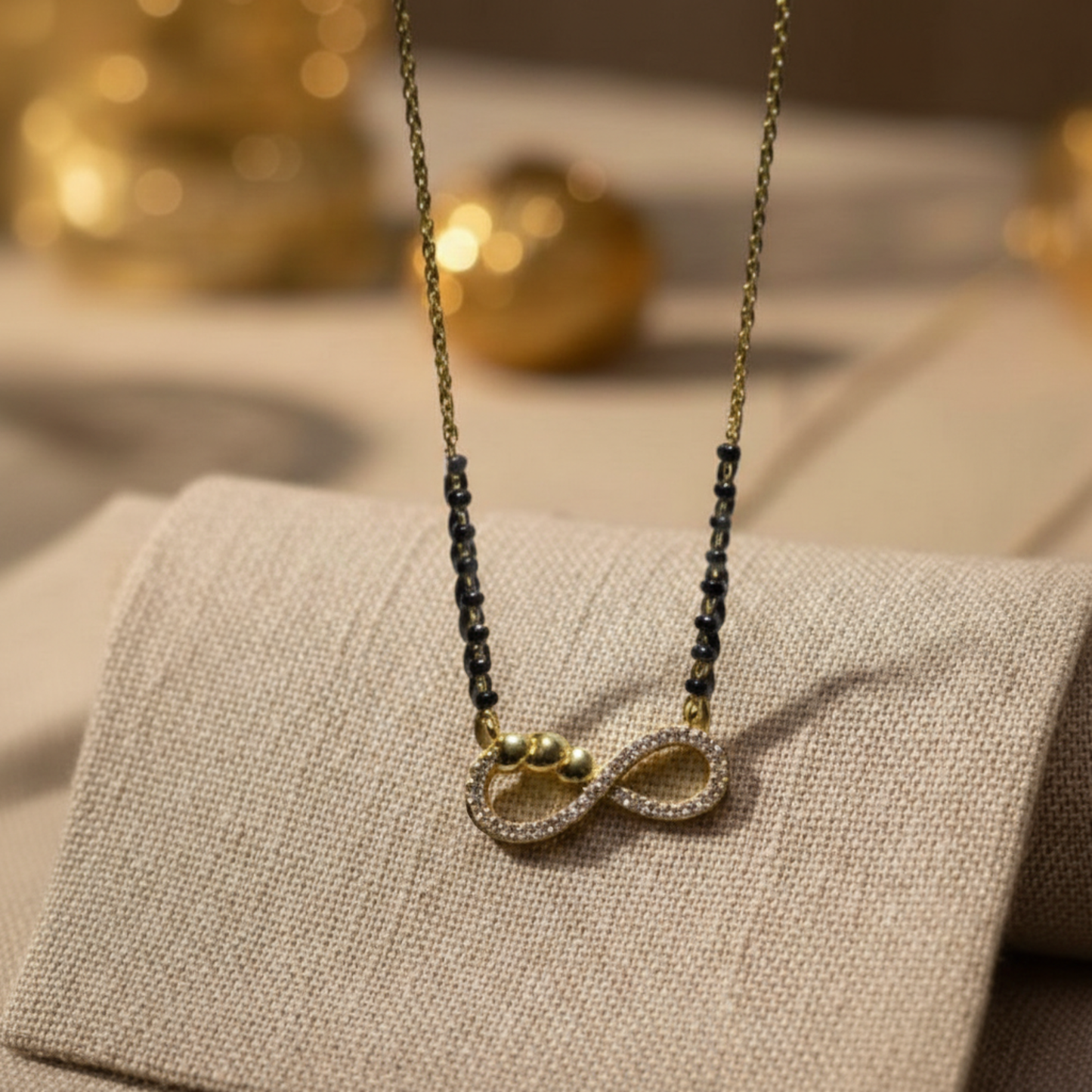 gold plated infinity mangalsutra