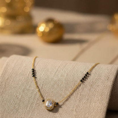 Gold Plated Minimalist AD Pendent Mangalsutra