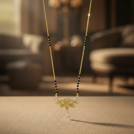 Gold Plated Eye Leaf Pattern Mangalsutra