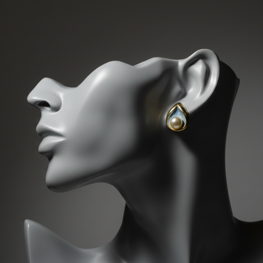 Gold Plated Leaf & Pearl Earring