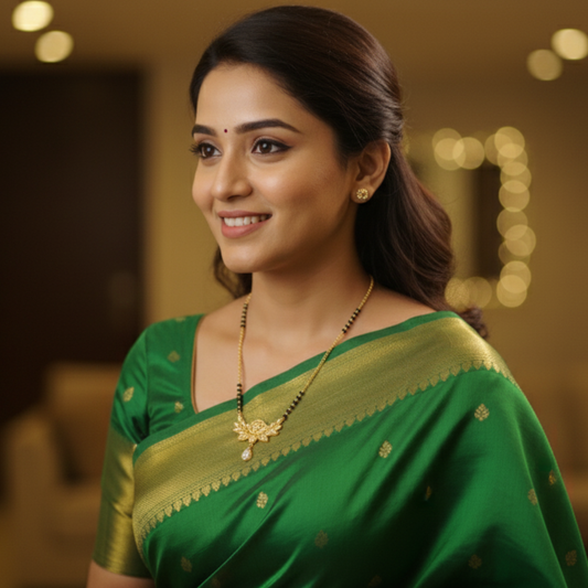 Gold Plated Eye Leaf Pattern Mangalsutra