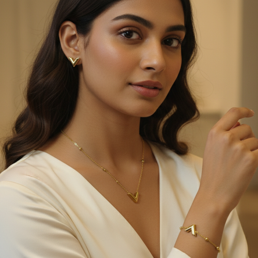 Gold Plated Beautiful V Combo set
