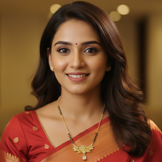 Gold Plated Eye Leaf Pattern Mangalsutra