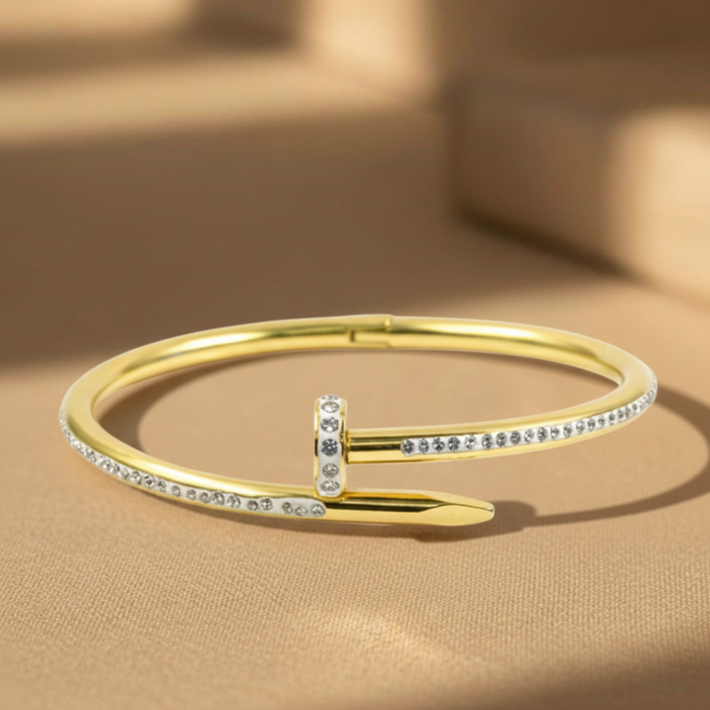 gold plated trendy nail bracelet