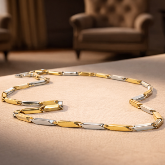 Gold Plated Stainless Steel Bar Chain