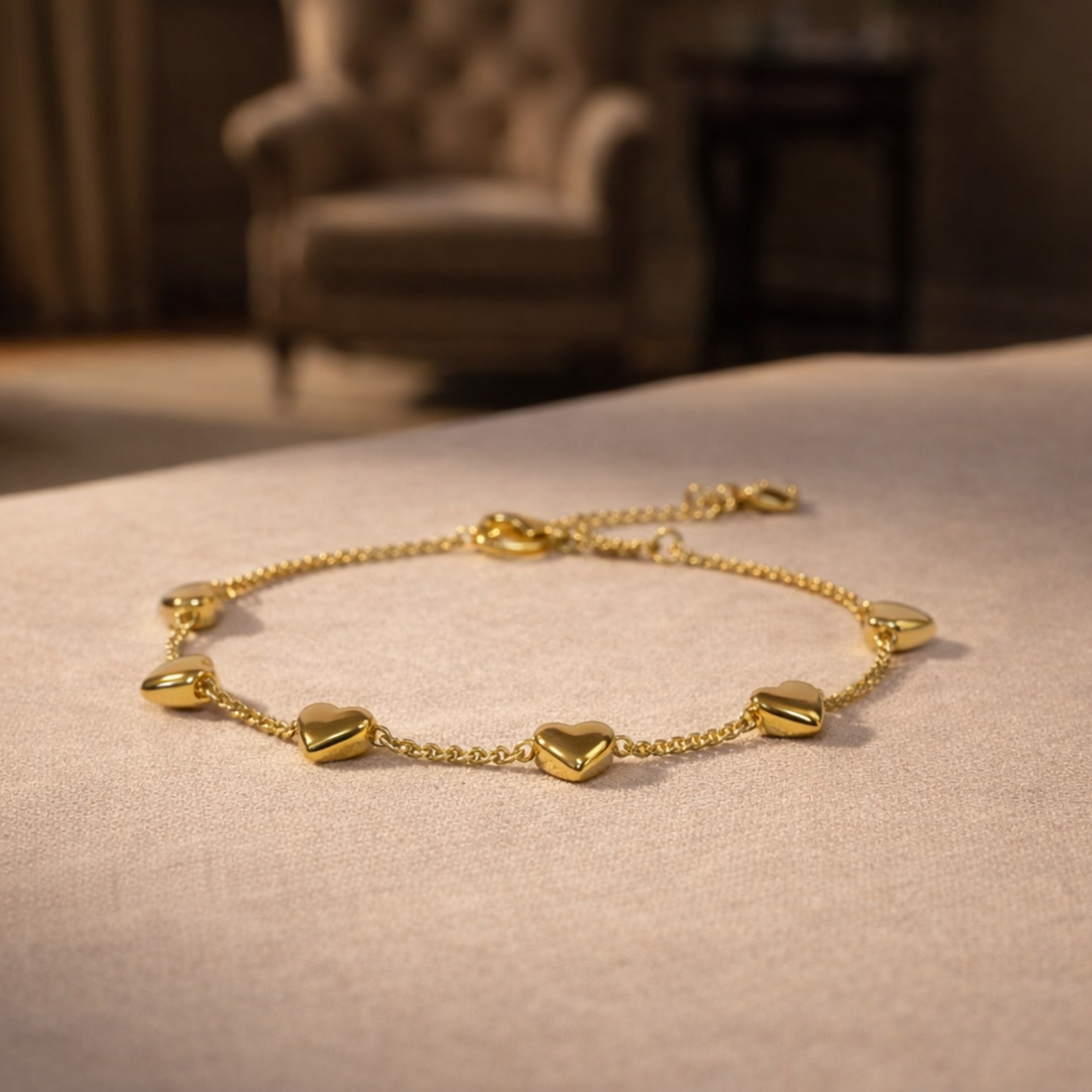 gold plated continuous love chain bracelet