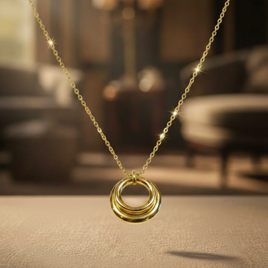 Gold Plated Circular Pendant Necklace