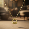 Gold Plated Circular Pendant Necklace