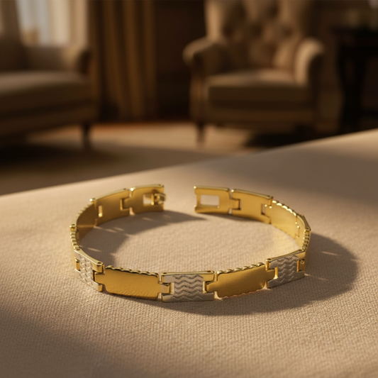 Gold Plated Brick Pattern Bracelet