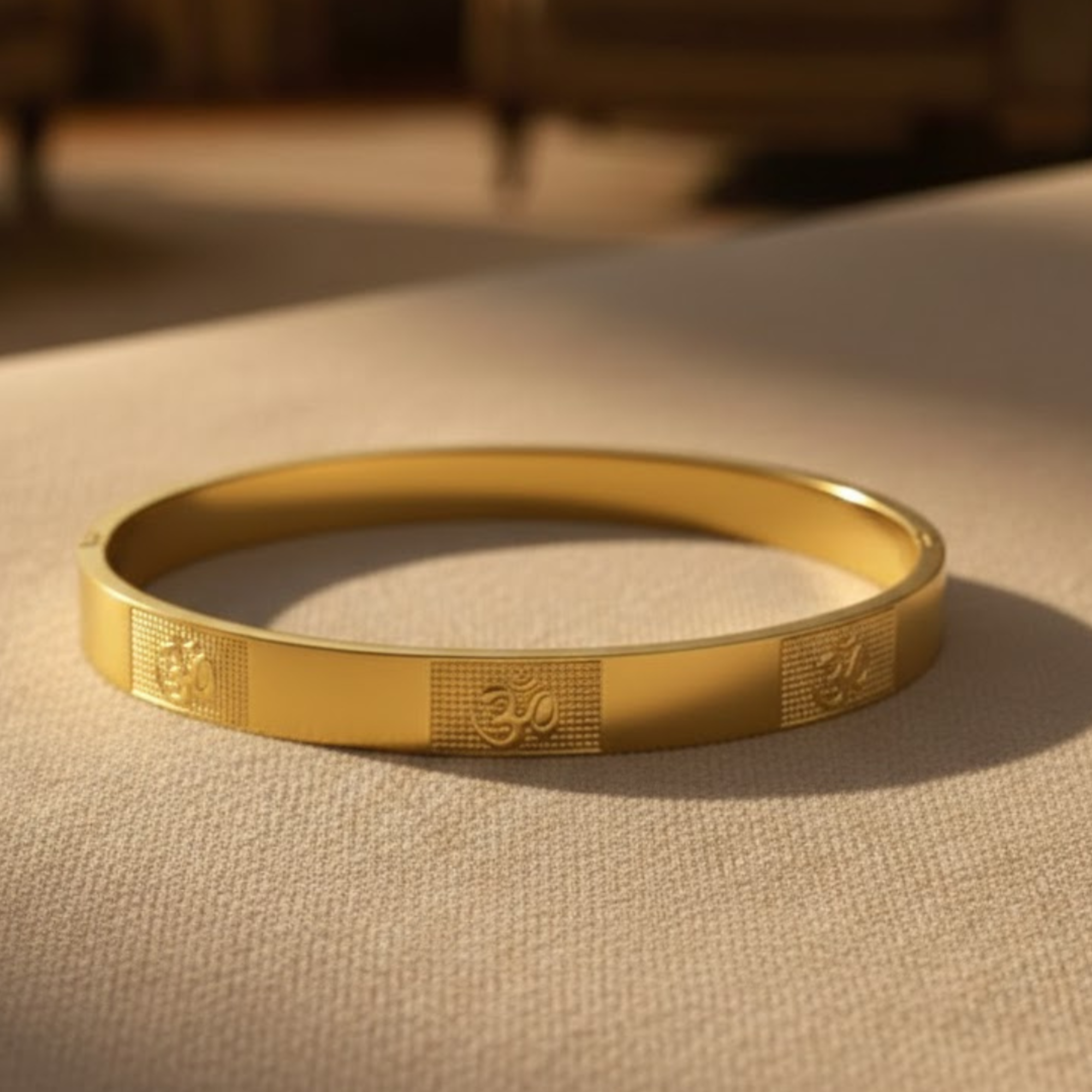 Gold Plated Om Engrave Kada Bracelet