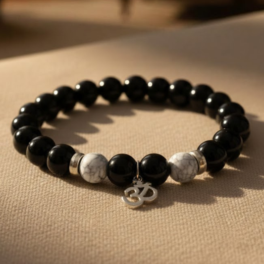 Lava Stone Om Bracelet