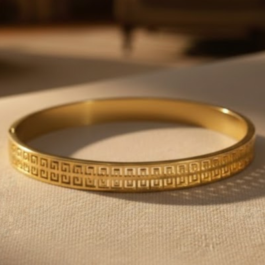 Gold Plated Spiti Pattern Kada Bracelet