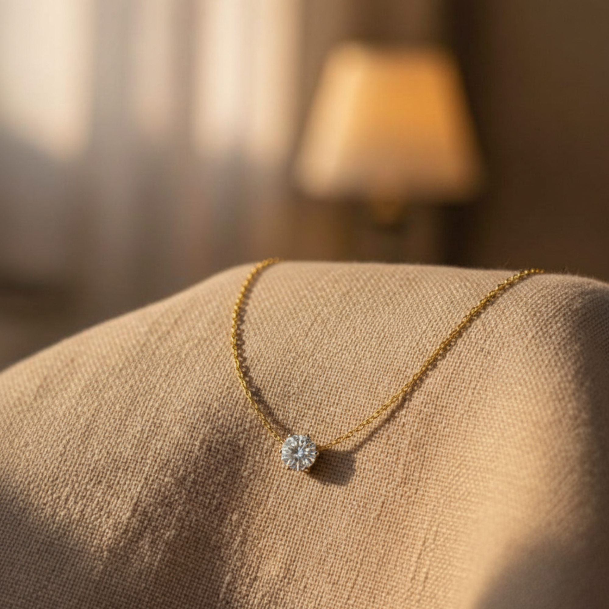 Gold Plated Minimilistic AD Stone Necklace