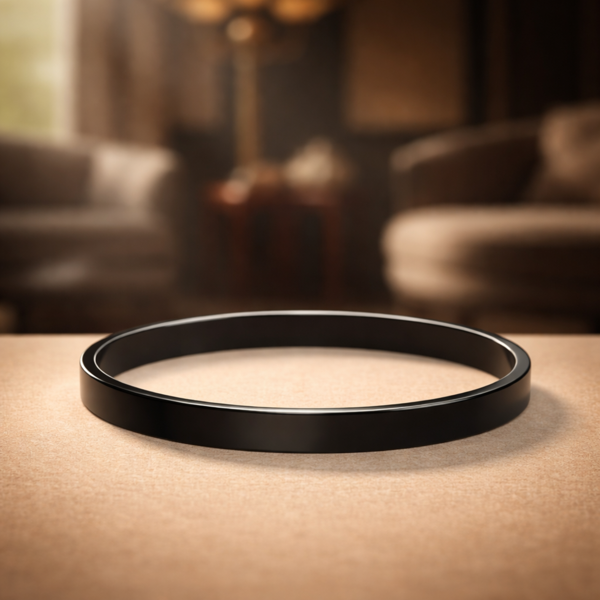 Stainless Steel Black Plated Plain Kada Bracelet