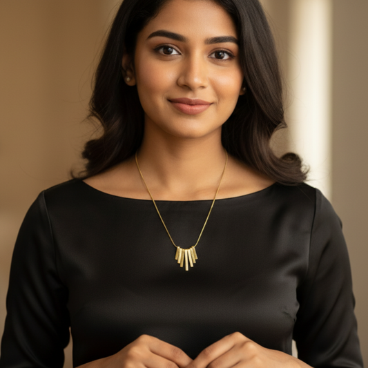 Gold Plated Vertical Bars Necklace