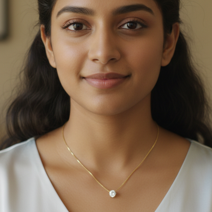 Gold Plated Minimilistic AD Stone Necklace