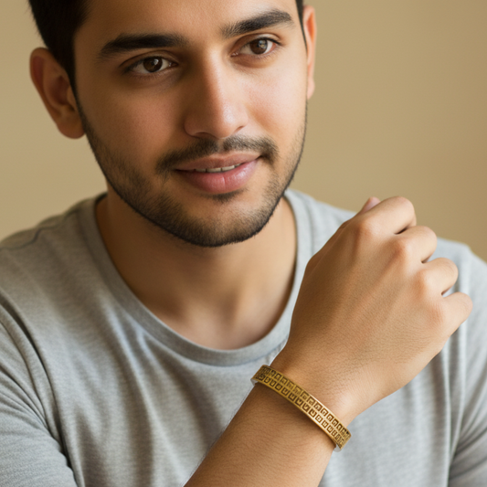 Gold Plated Spiti Pattern Kada Bracelet