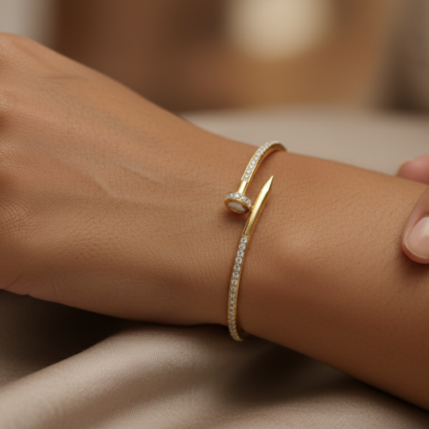 gold plated trendy nail bracelet