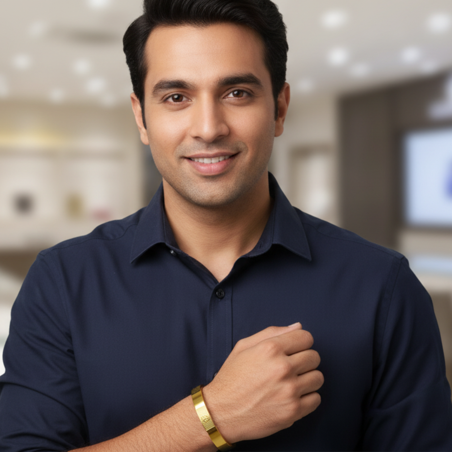 gold plated om engrave kada bracelet