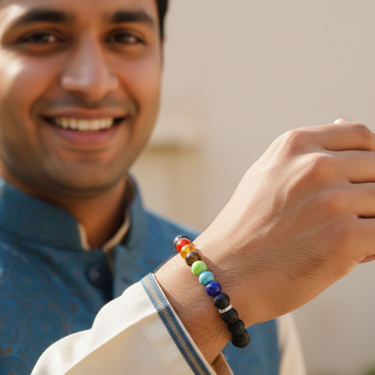 Lava Stone Multicolor Bead Bracelet
