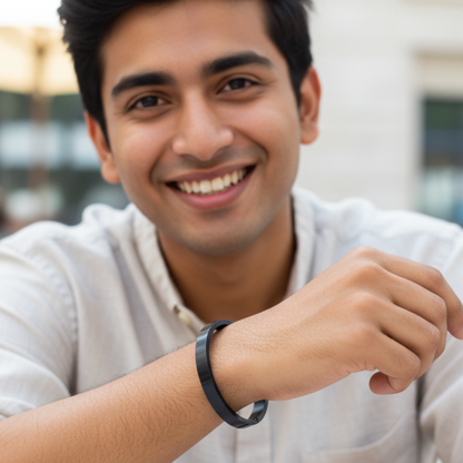 Stainless Steel Black Plated Plain Kada Bracelet