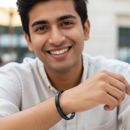 Stainless Steel Black Plated Plain Kada Bracelet
