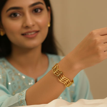 Gold Plated Zig Zag Bangle Bracelet