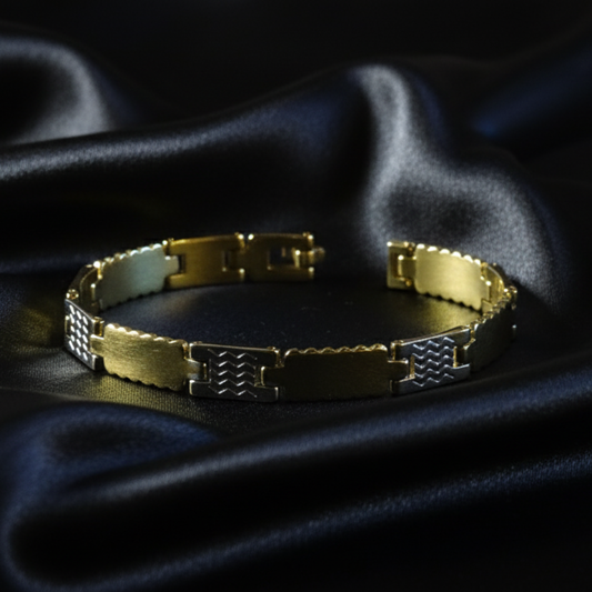 Gold Plated Brick Pattern Bracelet