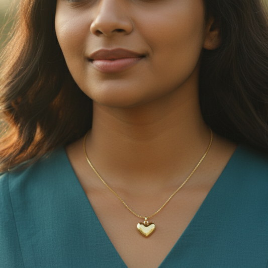 Gold Plated Solid Heart Necklace