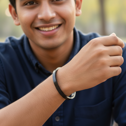 Stainless Steel Black Plated Plain Kada Bracelet