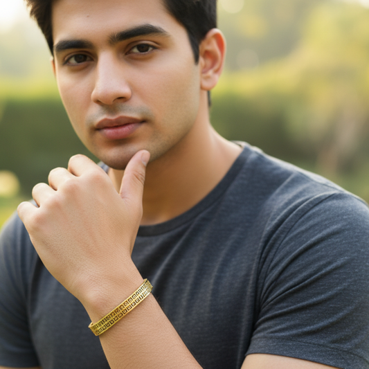 Gold Plated Spiti Pattern Kada Bracelet