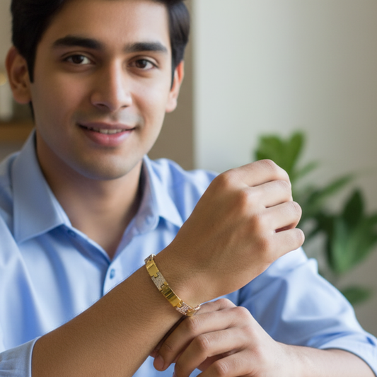 Gold Plated Brick Pattern Bracelet