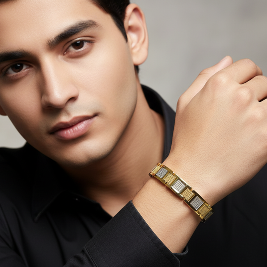 Gold Plated Square Pattern Bracelet
