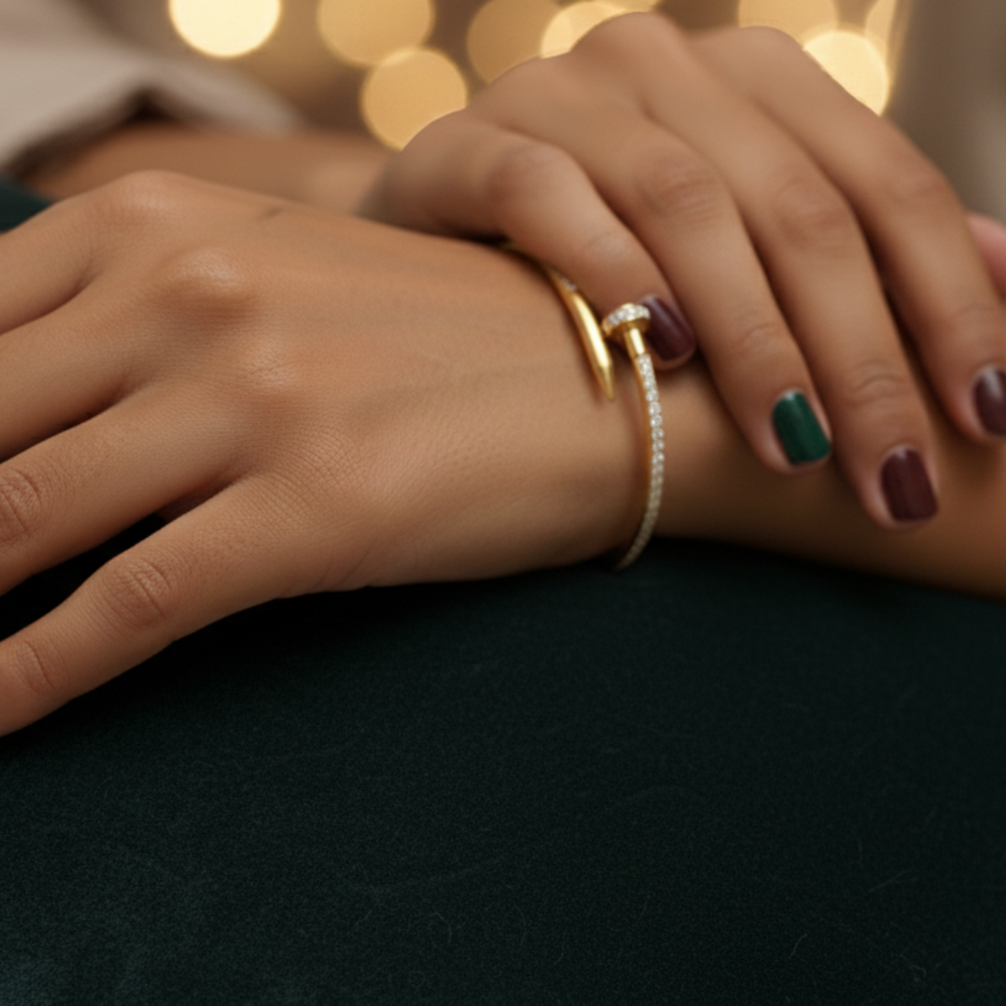 gold plated trendy nail bracelet