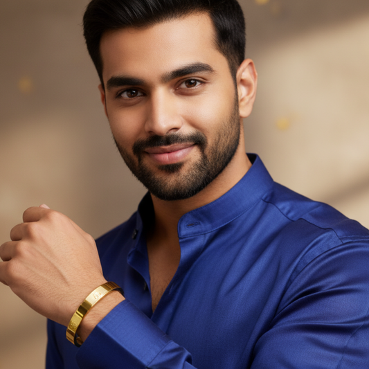 Gold Plated Om Engrave Kada Bracelet