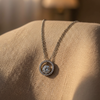 Silver Plated Radiant Circle Solitaire Pendant Necklace