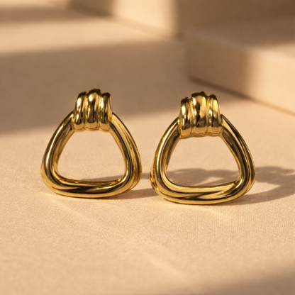 Gold Plated Traingular Hoop Earrings